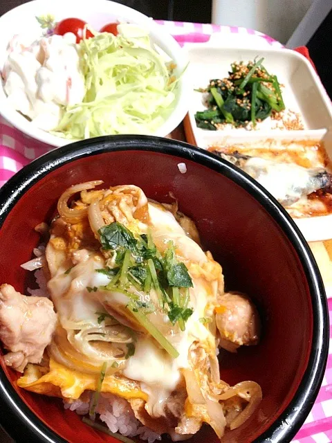 親子丼にしました。マカロニサラダは、好物です|ハルさん