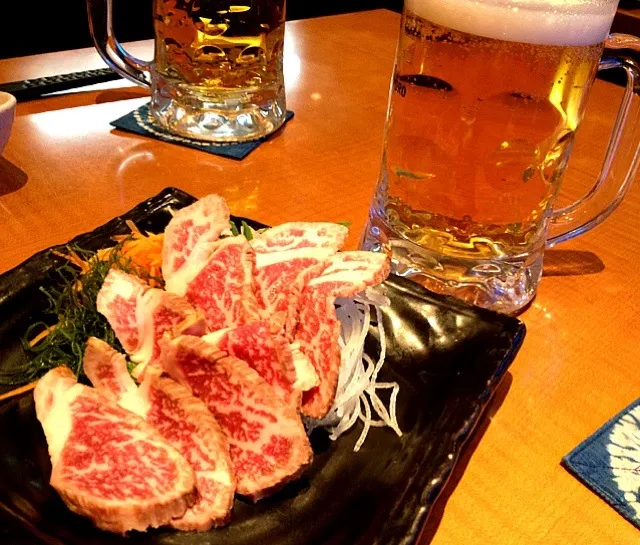 和牛たたきでカンパーイ🍻😘お疲れさま〜|ちーねーさん