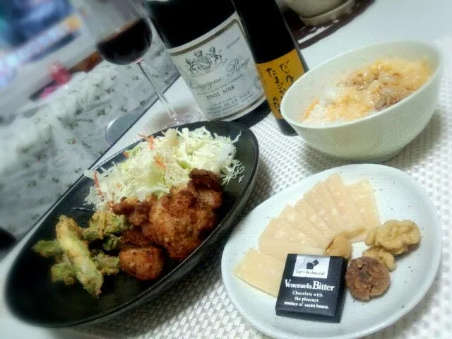 塩麹の唐揚げ＆ｸﾞﾘｰﾝｱｽﾊﾟﾗの唐揚げ♪|あいさん