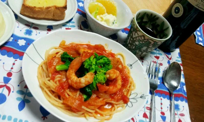 エビと菜の花のトマトソーススパゲティ|シェリリンさん