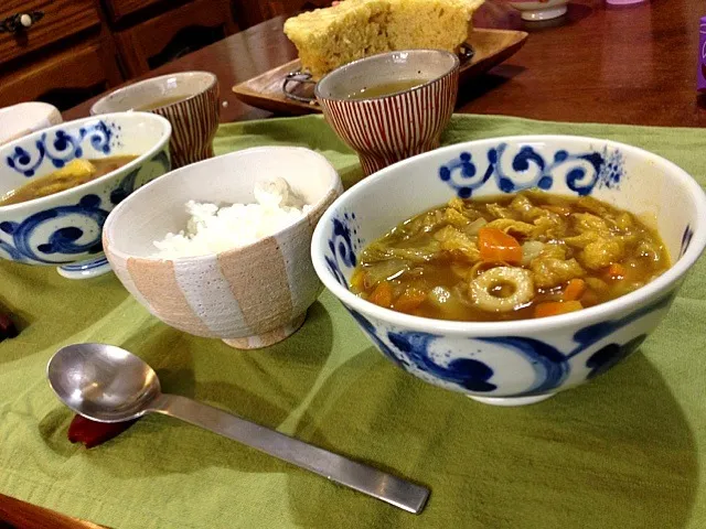 Snapdishの料理写真:夕飯⭐カレースープっていうか買った器写したかったみたいなみたいな（笑）|cocoさん