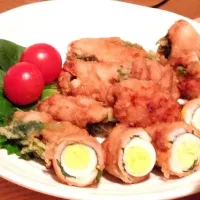 うずら卵の豚シソ竜田揚げ|まやさん