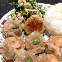 肉しゅうまい＆海老しゅうまい   水菜と豆腐のサラダ