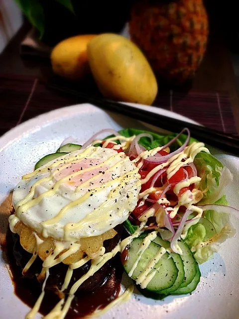 Hawaiian hamburger plate|rick chanさん