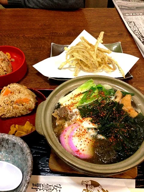 鍋焼きうどんプラスゴボ天|あいさん