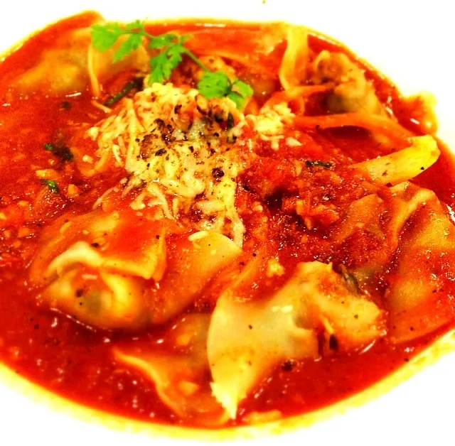 Mushroom tortellini in spicy arrabiata sauce|coxiella24さん