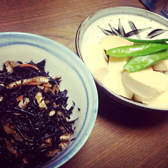 ひじきの煮付け、高野豆腐|いわたさん