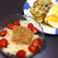 素麺に納豆青じそをかけ*\(^o^)/*と焼きそば|Ｂｊさん