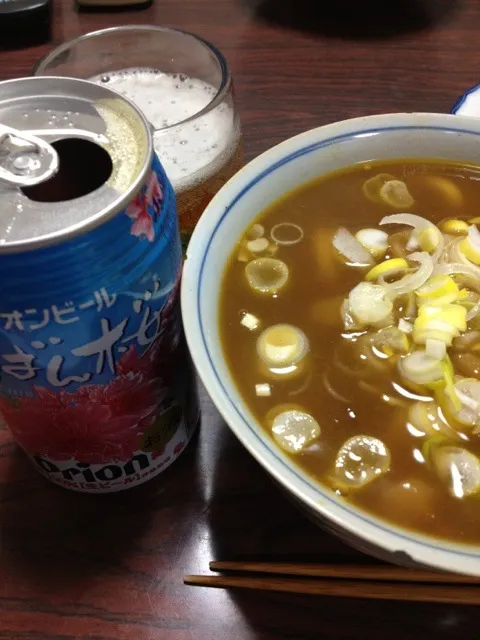 レトルトカレーうどんとorionビール|みつ。さん