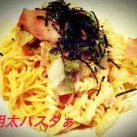 Snapdishの料理写真:ベーコン明太パスタぁ♪( ´▽｀)|オリョリョさん