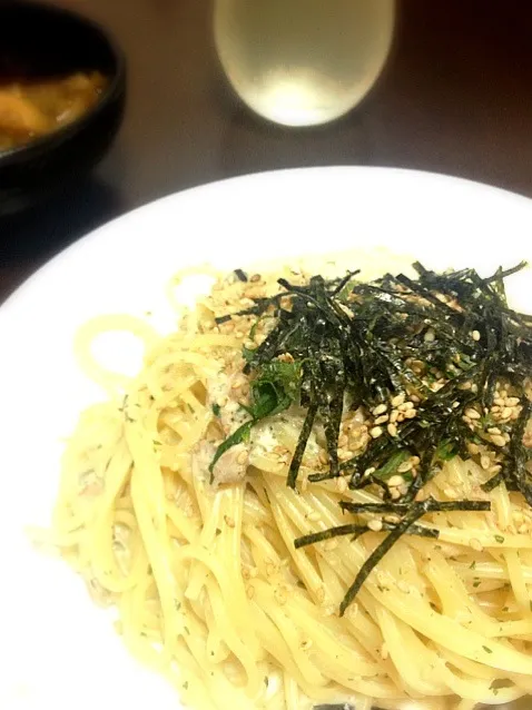 大葉と梅の豆乳パスタ、大根の煮物|chobicmさん