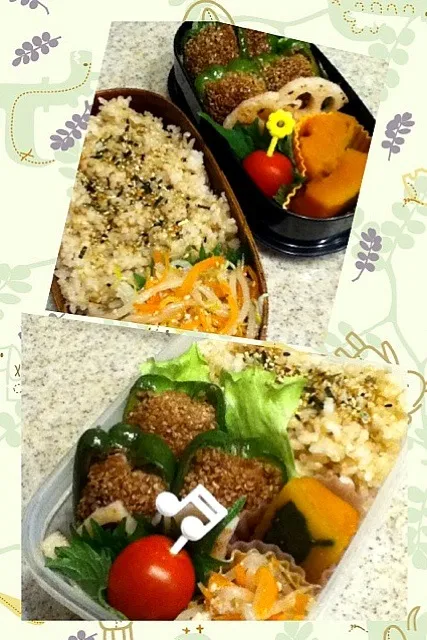 Snapdishの料理写真:ピーマンの肉詰め弁当|naoさん