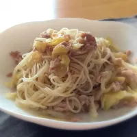 Snapdishの料理写真:ツナと春キャベツの和風パスタ|あかねさん