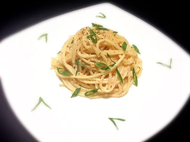 Snapdishの料理写真:Seasoned cod roe pasta        （明太子パスタ）|Polar Bearさん