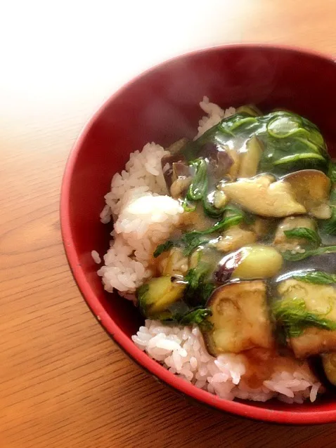 茄子とルッコラのあんかけ丼|あすかさん