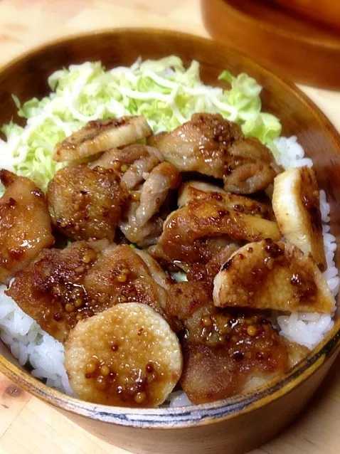 鶏肉と山芋のマスタードソース弁当|★☻★さん