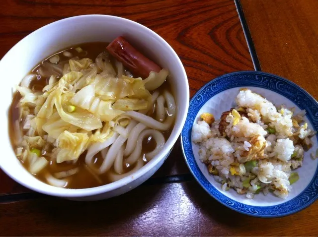 カレーうどんとミニ炒飯セット自宅|tairaさん