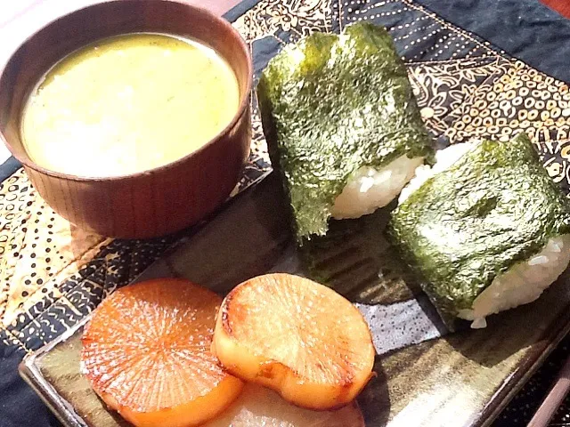 Kabocha soup, rice balls and daikon steaks|Kirsten Adachiさん