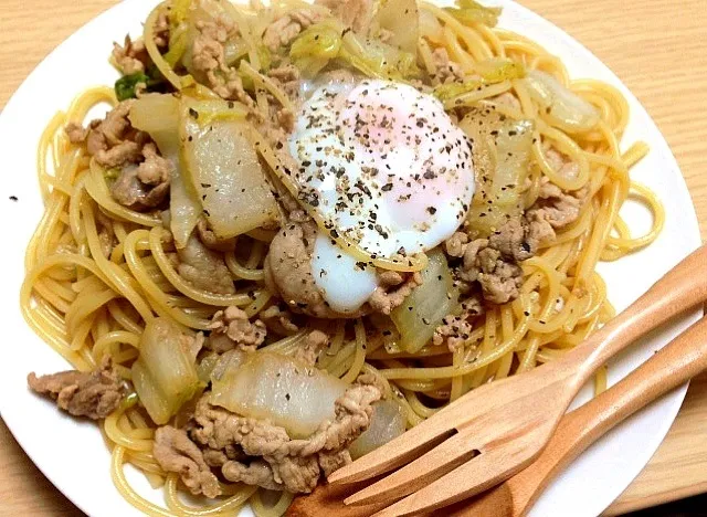 白菜と豚肉のポン酢パスタ|kmさん