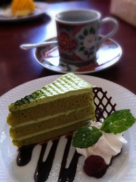 デザートは抹茶ケーキセット|まーままさん