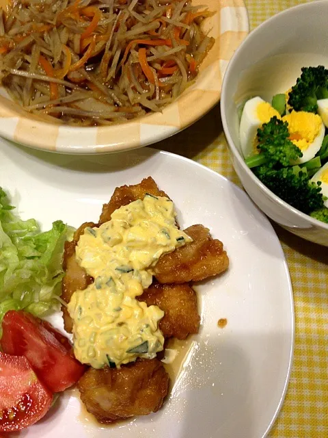 チキン南蛮とタルタルソースときんぴらゴボウ|きっこさん