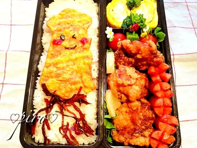 👍イカす弁当😆😅👦次男部活動弁当|ピロさん