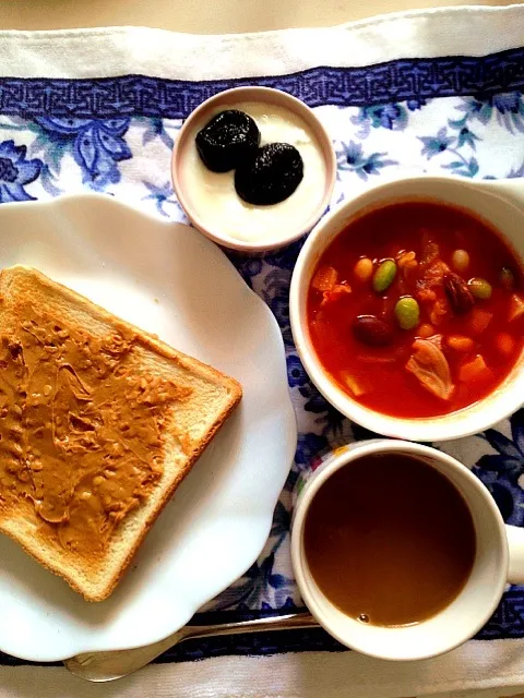 豆豆トマトスープ朝ご飯|あっこぷーさん