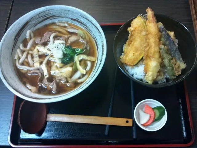 鴨うどん+天丼|satoruさん