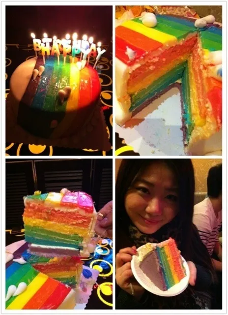 birthday cake 💖rainbow colour🍭|sophia9129さん