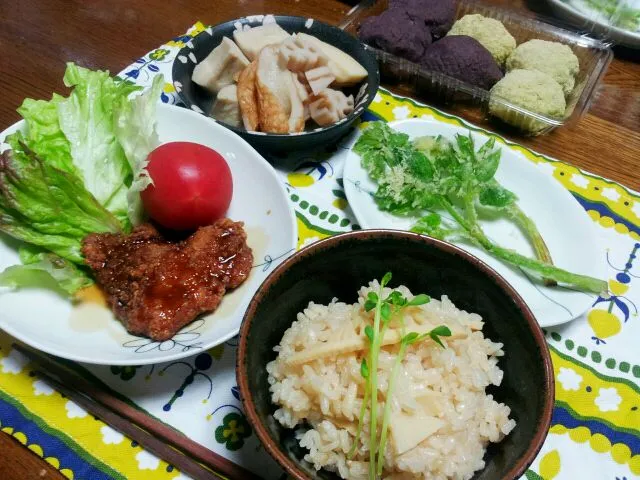 晩御飯(うどと竹の子の炊き込みご飯)|シェリリンさん