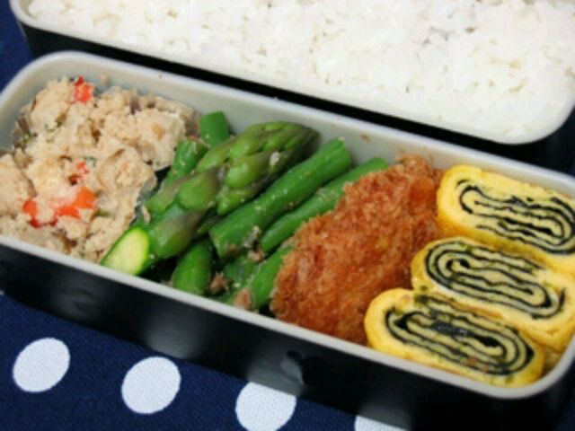 お弁当 ご飯 卯の花 アスパラ いんげん コロッケ のり巻卵焼き すー Snapdish スナップディッシュ Id Wd5yma