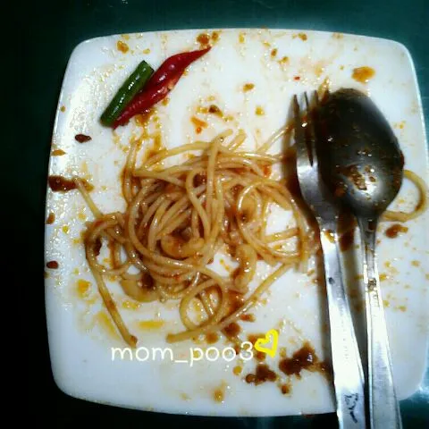 good morning , just ate my breakfast : spaghetti with mushroom sauce|gustyani putriさん