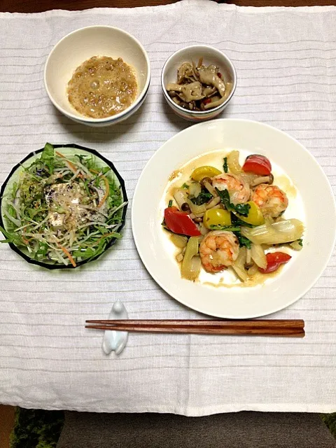 海老とセロリの塩麹炒め。|ありたさん