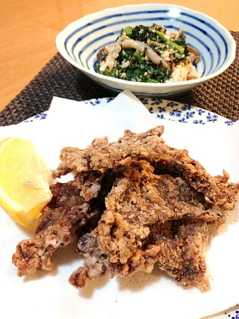 昭和の給食キング✨鯨の竜田揚げ💓💓💓最近ハマりの春菊豆腐の胡麻和え〜💓|😄Koro🌺さん