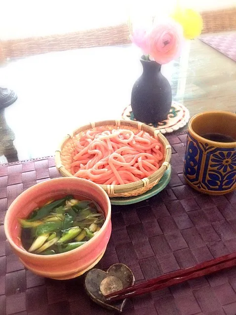 手打ち梅うどん(^_−)−☆で、葱つけ麺|彩さん