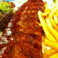 Pork Rib with fries! Well grilled and with great tenderness|carinaさん