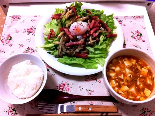 きのこサラダ＊麻婆豆腐|あやこりん＊さん