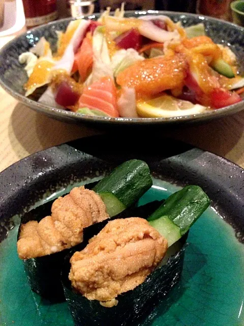 uni sushi + sashimi salad|hweeyhさん