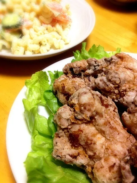 竜田揚げ🐓とマカロニサラダ|しおんさん