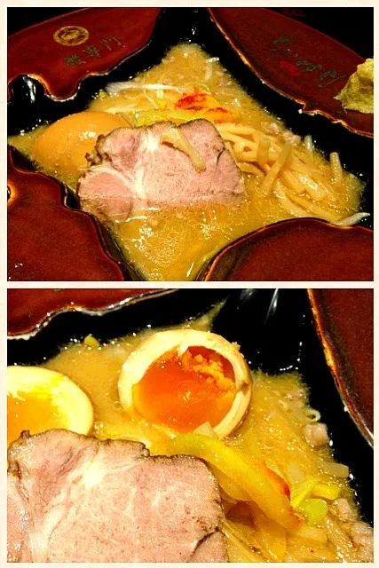 Snapdishの料理写真:渡り蟹の味噌ラーメン味玉入り / miso-flavored ramen with stock from swimming crabs|鰻大好き❤さん