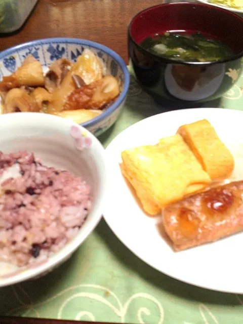 白ネギの煮物 鮭ハラミ 卵焼き 大根おろし 味噌汁|掛谷節子さん