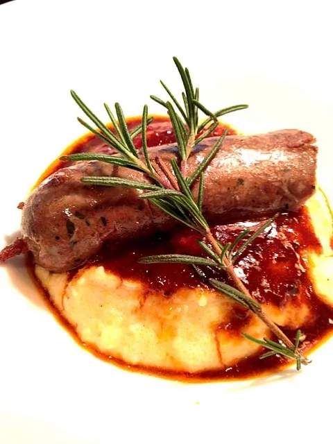 Snapdishの料理写真:Course three... Steak and kidney sausage on polenta|lauren shannonさん