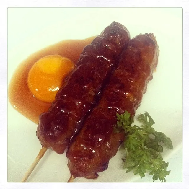 Snapdishの料理写真:Tsukune  teriyaki with eggyolk sauce...|ng geok hienさん