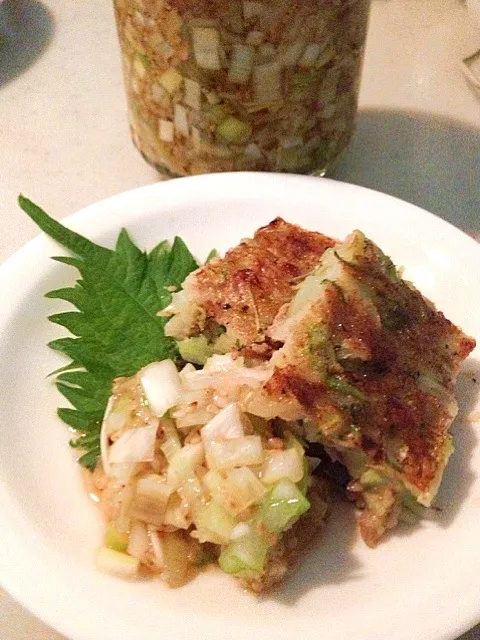 野菜のお好み焼き風、葱塩胡麻油かけ|りんさん