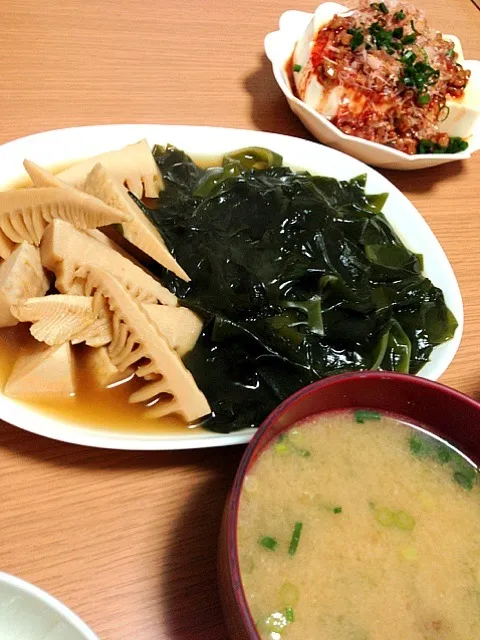 若竹煮、納豆キムチ冷奴|chinamiさん