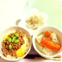 Snapdishの料理写真:納豆ご飯と味噌汁|あやさん