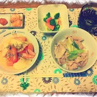 Snapdishの料理写真:ポトフ＊ブロッコリーとサーモンのアラカルト＊豚肉と長ネギのレモン汁塩コショウ炒め|Harukaさん