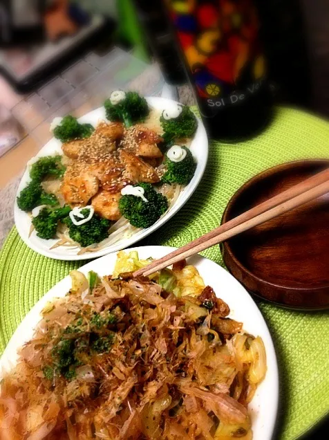 富士宮焼きそばと鶏の味噌漬け焼き♬|翔生さん