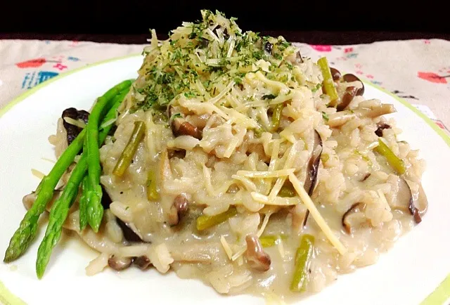 Mushroom asparagus risotto|Misstyさん