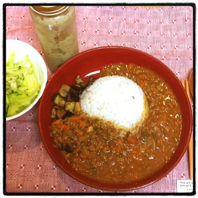 Snapdishの料理写真:急遽、カレー…福神漬けとトマト無かったf^_^;)もちろん‼酵素ドレッシング♡|EITOさん